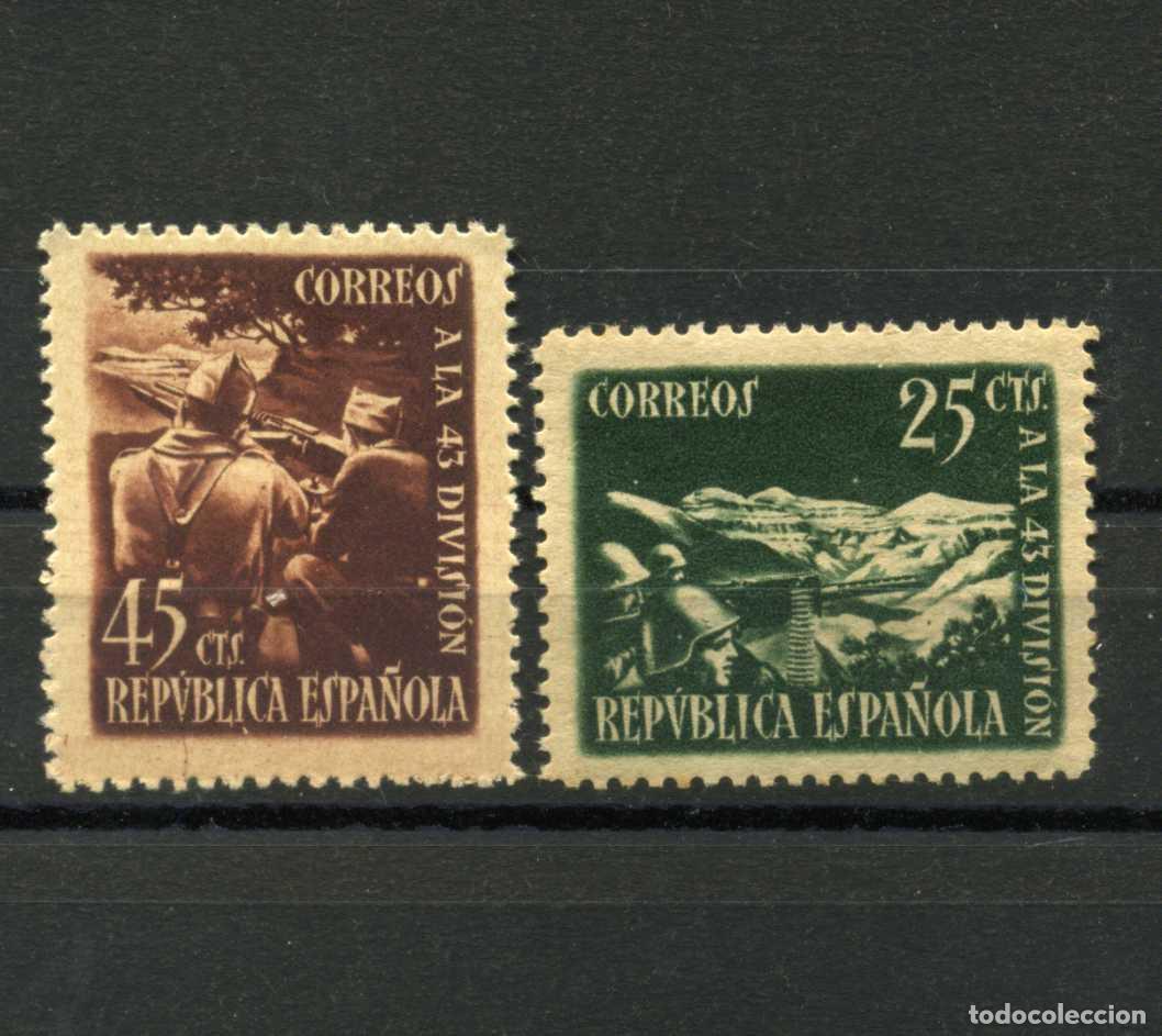 Sellos: XS- GUERRA CIVIL 1938 Homenaje a la 43 Divisi&oacute;n Serie de 25 y 45 Cts. Ed. 787-788