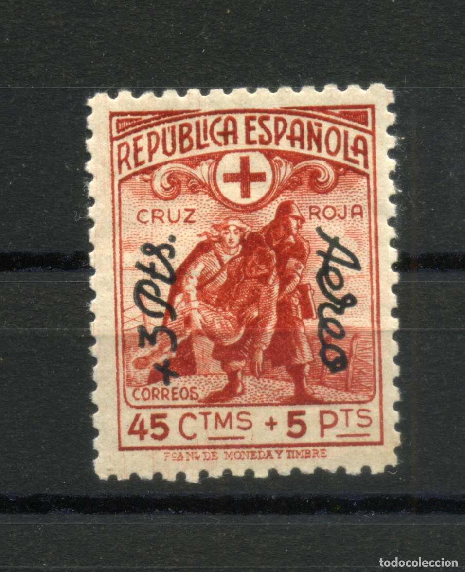 Sellos: XS- GUERRA CIVIL CRUZ ROJA 1938 AEREO 45 CTS. + 5 PTS EDIFIL 768 NUEVO MH*