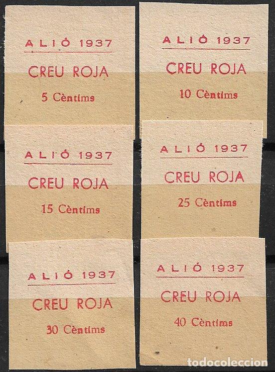 Sellos: Guerra Civil, Sellos locales, ALI&Oacute;, Tarragona, no FESOFI, serie completa (*) Cruz Roja