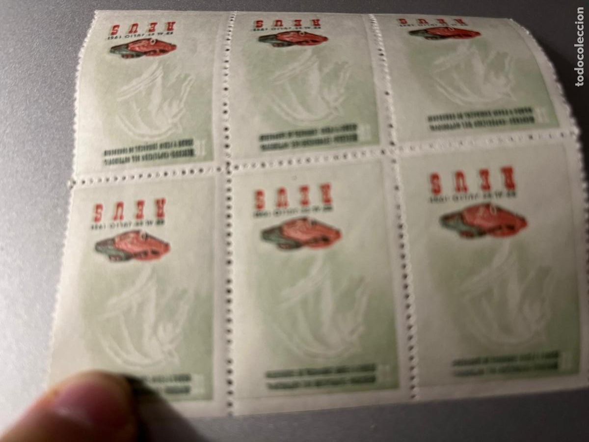 Sellos: 6 VI&Ntilde;ETAS MERCADO AUTOMOVIL REUS 1961