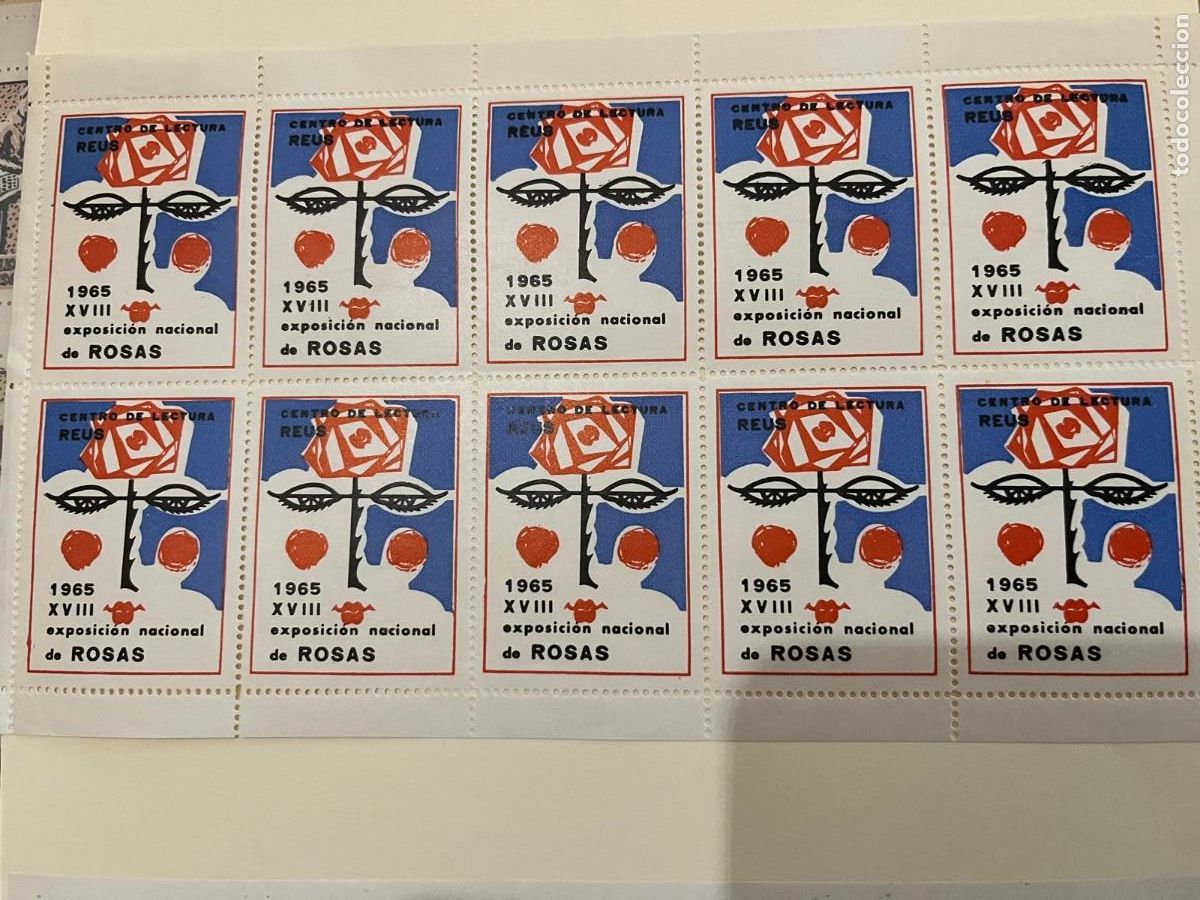 Sellos: 10 VI&Ntilde;ETAS XVIII exposici&oacute;n nacional de Rosas Reus 1965