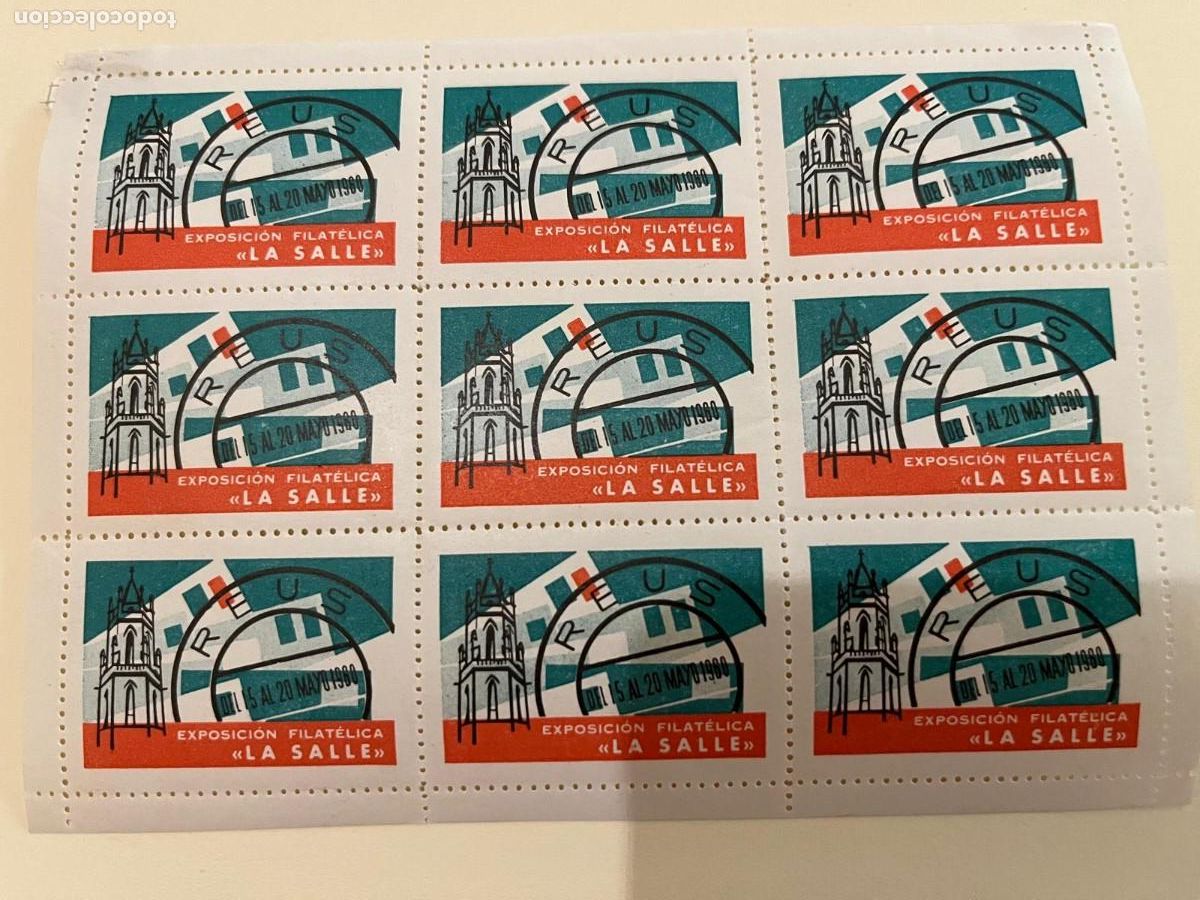 Sellos: 9 vi&ntilde;etas exposici&oacute;n filatelica La Salle Reus Tarragona