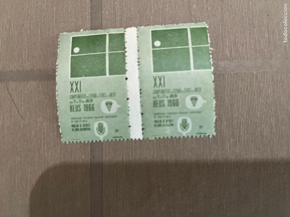 Sellos: 2 vi&ntilde;etas campeonato de tenis de mesa Espa&ntilde;a 1966