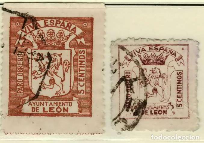 Sellos: FA5738, Sellos locales. 2 Vi&ntilde;etas de Leon