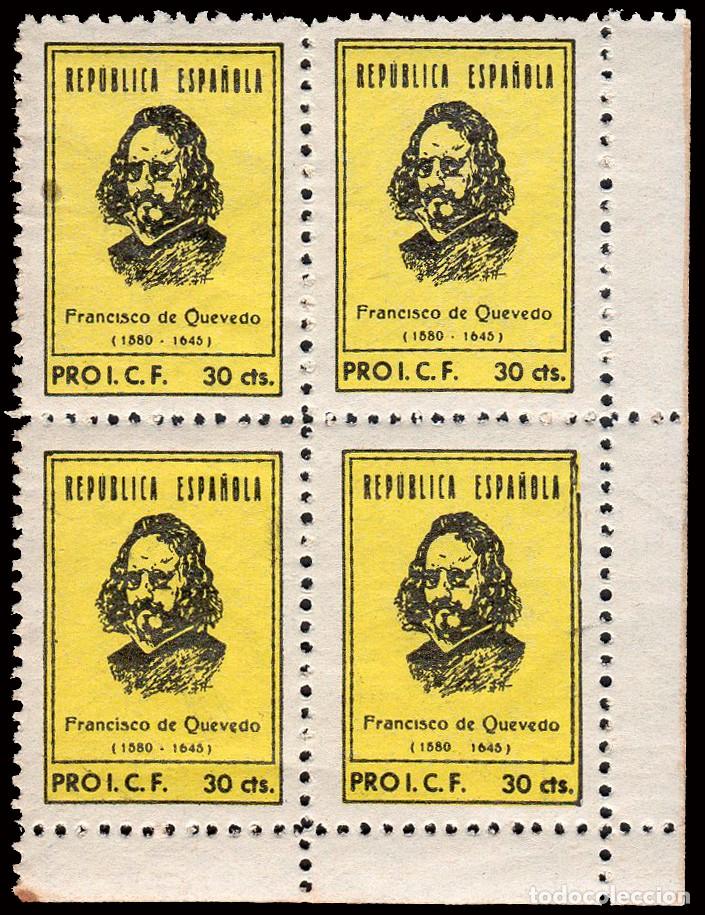 Sellos: Espa&ntilde;a - Guerra Civil - Vi&ntilde;etas Pol&iacute;ticas - Allepuz ** 2847 Bl. 4 - &rdquo;30 cts. Pro I.C.F.&rdquo;