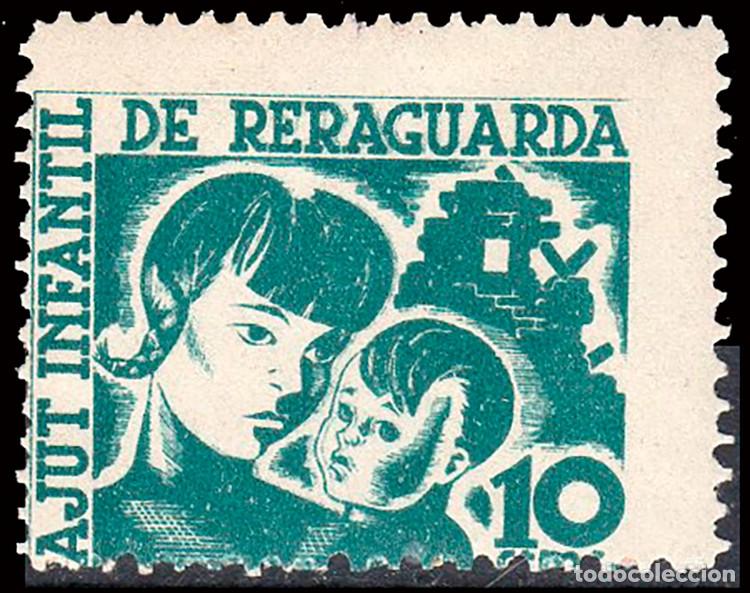 Sellos: Espa&ntilde;a - Guerra Civil - Vi&ntilde;etas Pol&iacute;ticas - Allepuz ** 2862 - &rdquo;Ajut Infantil de Reguarda&rdquo; - Variedad
