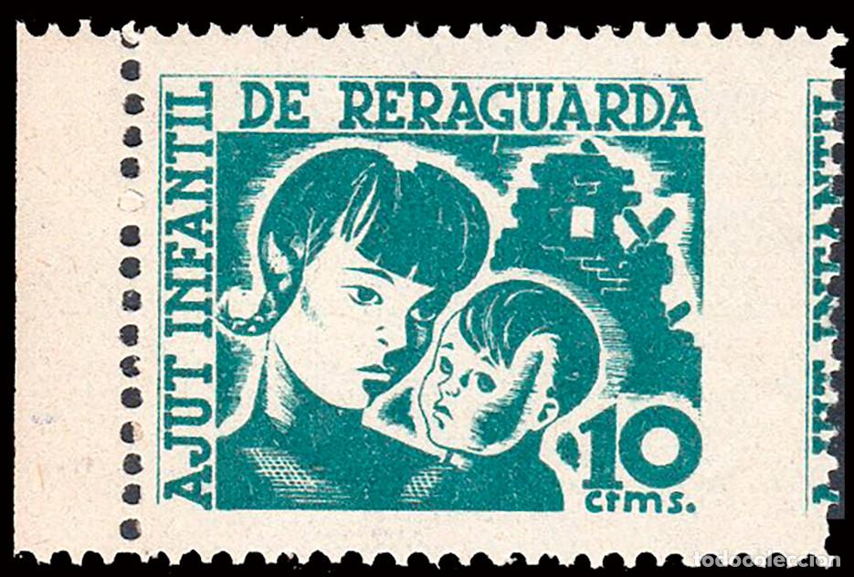 Sellos: Espa&ntilde;a - Guerra Civil - Vi&ntilde;etas Pol&iacute;ticas - Allepuz ** 2862 - &rdquo;Ajut Infantil de Reguarda&rdquo; - Variedad