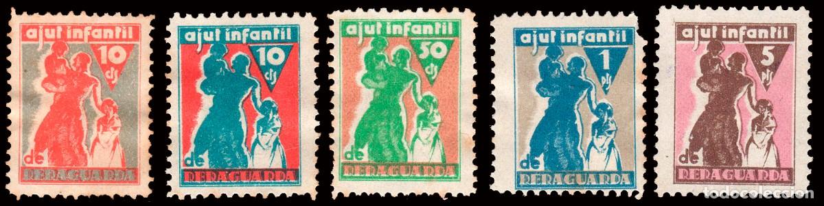 Sellos: Espa&ntilde;a - Guerra Civil - Vi&ntilde;etas Pol&iacute;ticas - Allepuz * 2870/5 (sin 2871) - N.&ordm; 2874 defectos