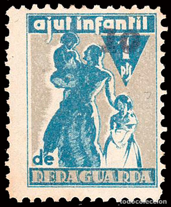 Sellos: Espa&ntilde;a - Guerra Civil - Vi&ntilde;etas Pol&iacute;ticas - Allepuz * 2879 - &rdquo;Ajut Infantil Reraguarda&rdquo;
