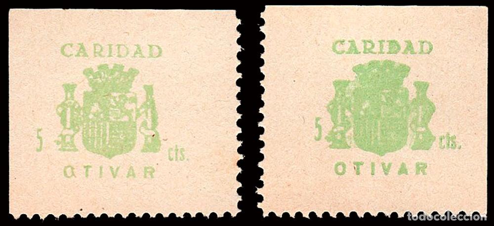Sellos: Granada - Guerra Civil - Em. Local Nacional - Ot&iacute;var ** 4 + variedad &rdquo;d&rdquo; y escudo entintado