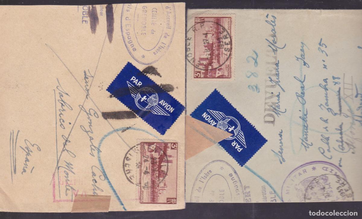 Sellos: AA42- Guerra Civil x 2 Cartas REFUGIADOS ESPA&Ntilde;OLES FRANCIA 1939