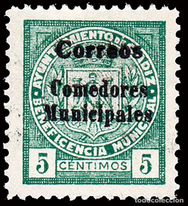 Sellos: C&aacute;diz - Guerra Civil - Em. Local Nacional - Allepuz ** 21 - Sobrecargado