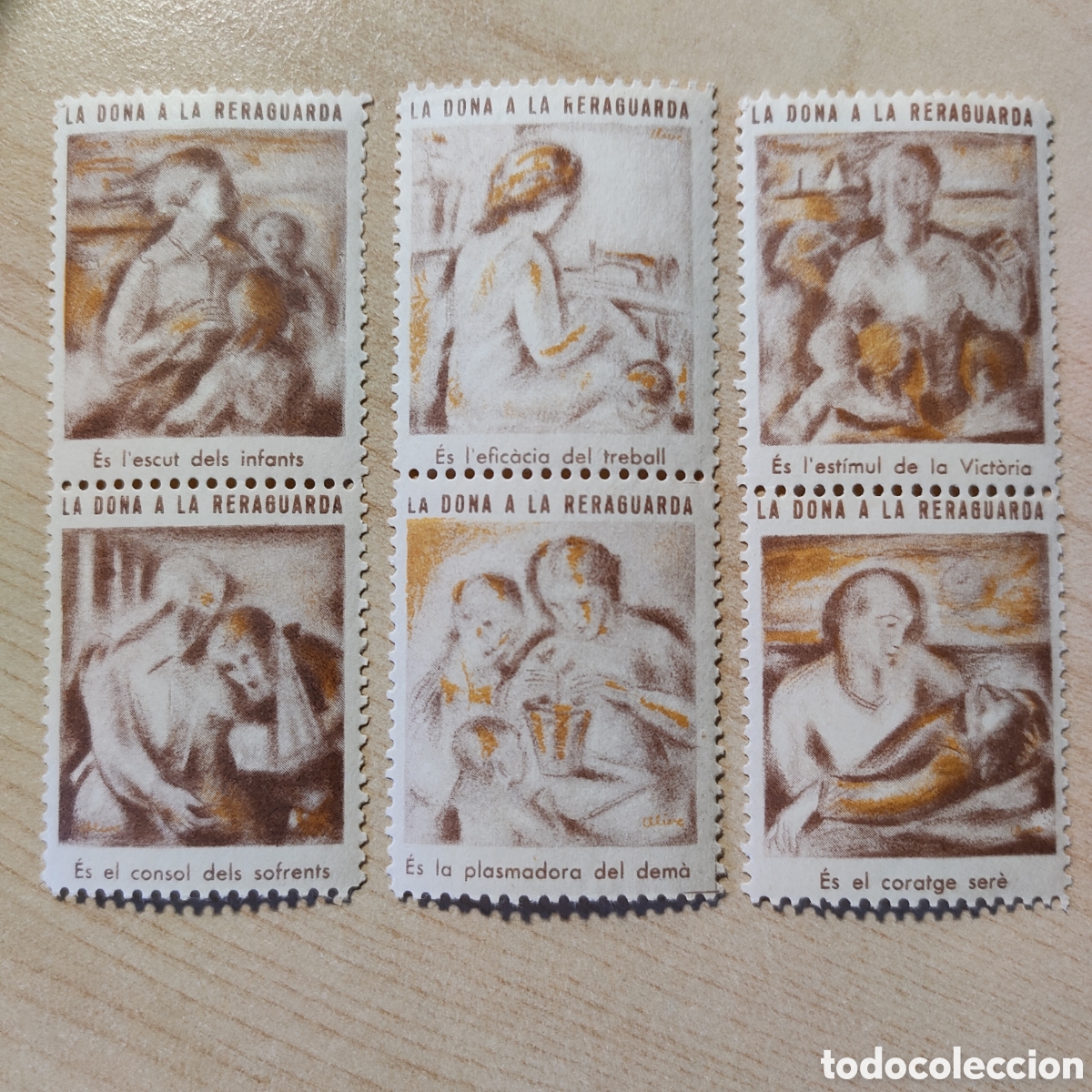 Sellos: cpx La Dona a la Reraguarda Allepuz 2890 2895 2900 2906 afinet 1500 a 1505 Serie completa
