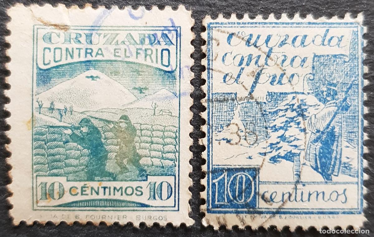 Sellos: Espa&ntilde;a 1937 GUERRA CIVIL, CRUZADA CONTRA EL FRIO Vi&ntilde;eta de la guerra civil