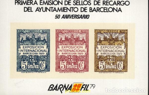 Sellos: 720823 MNH ESPA&Ntilde;A Hojas Recuerdo 1979 50 ANIVERSARO EMISION DE SELLOS DE RECARGO DEL AYUNTAMIENTO