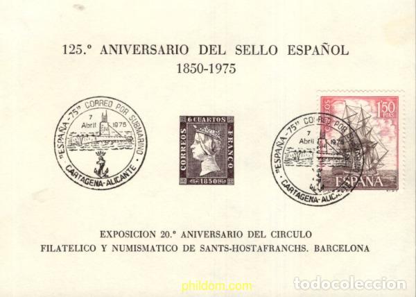Sellos: 715738 MNH ESPA&Ntilde;A Hojas Recuerdo 1975 125 ANIVERSARIO DEL SELLO ESPA&Ntilde;OL
