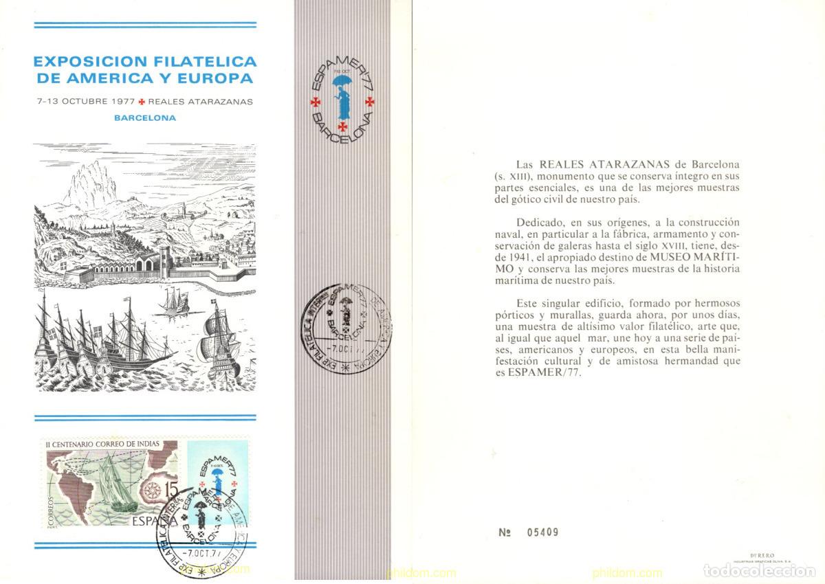 Sellos: 720681 MNH ESPA&Ntilde;A Hojas Recuerdo 1977 EXPOSICION FILATELICA DE AMERICA Y EUROPA