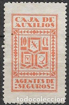 Sellos: VI&Ntilde;ETAS. Caja de Auxilio de Agentes de Seguros, 10 cts. naranja (*)