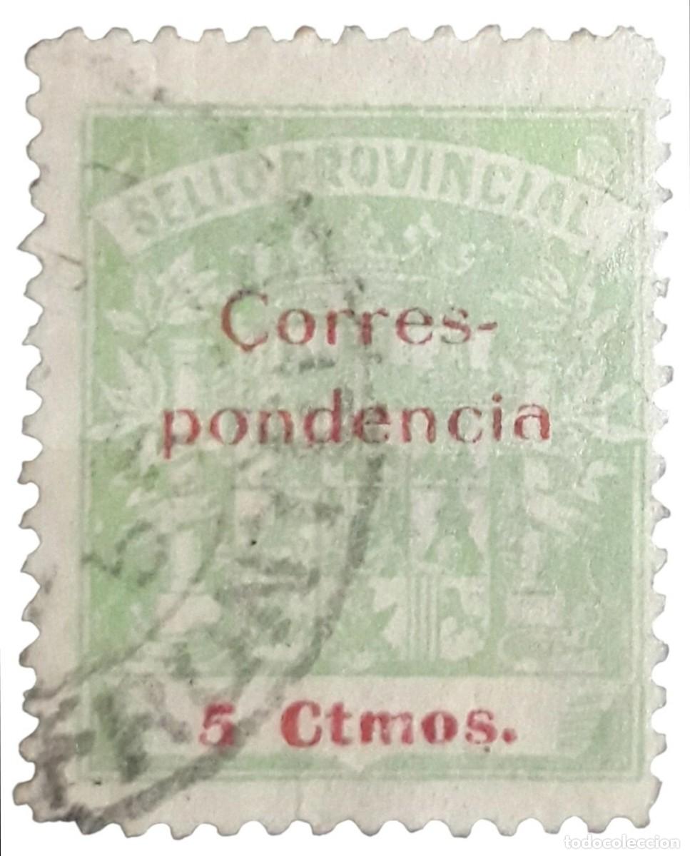 Sellos: 1936 C&Aacute;DIZ SELLO PROVINCIAL. SOBRECARGA CORRESPONDENCIA 5 CTMOS. USADO.
