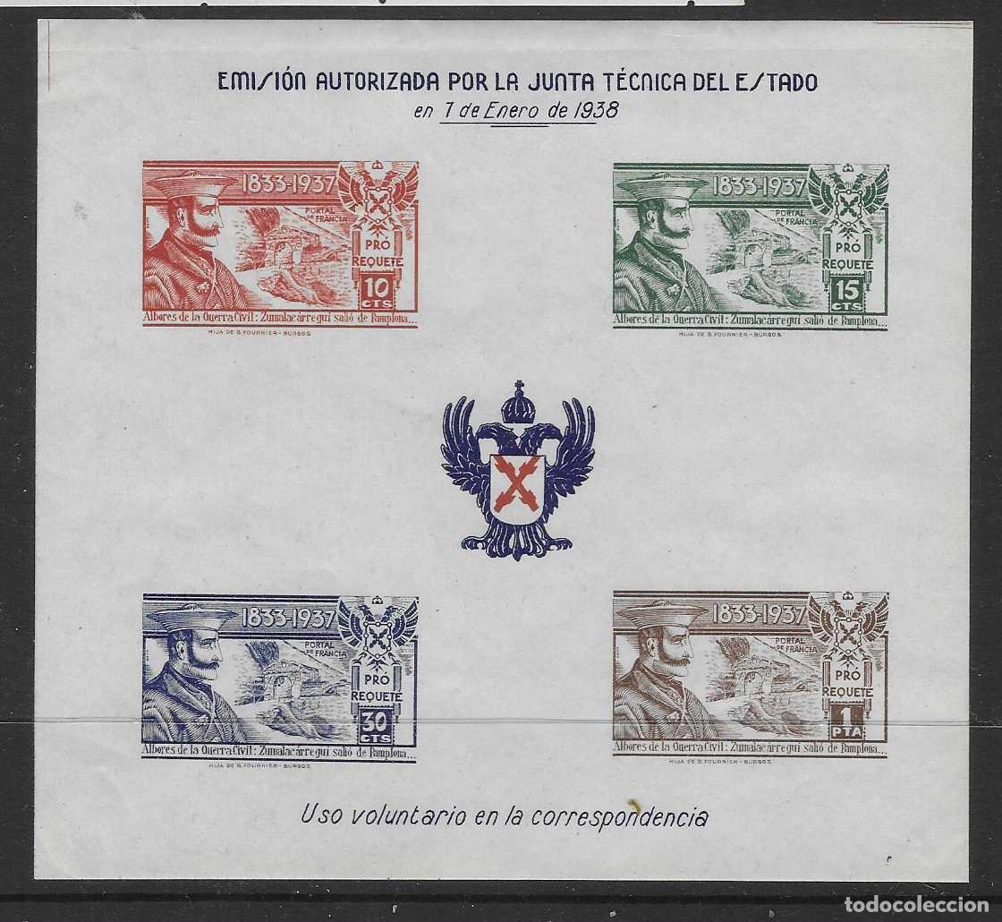 Sellos: VI&Ntilde;ETAS.- HOJITA SIN DENTAR, EMISION AUTORIZADA JUNTA TECNICA ,ENERO 1938,- PRO REQUETE-VER FOTOS