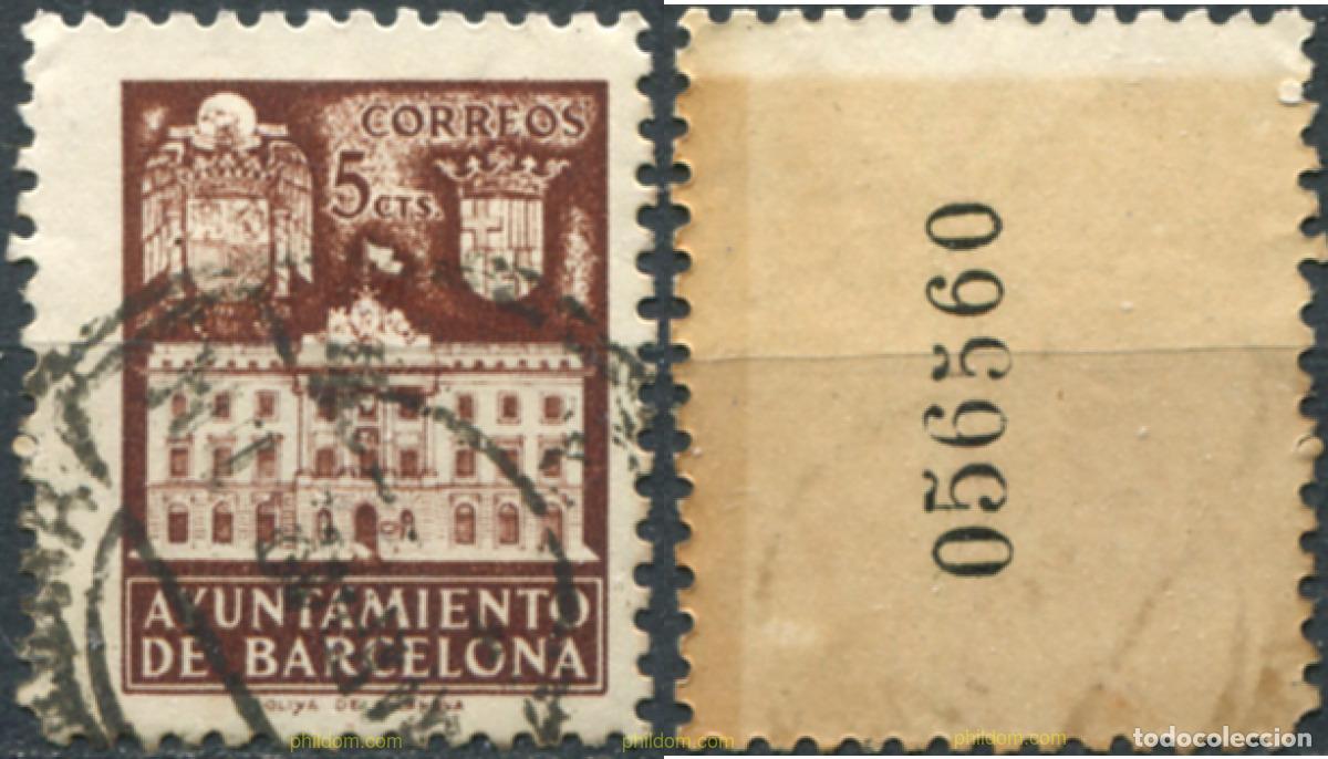 Sellos: 792456 USED ESPA&Ntilde;A. Barcelona 1942 AYUNTAMIENTO DE BARCELONA
