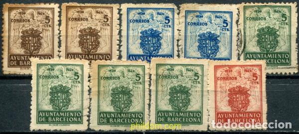 Sellos: 792461 USED ESPA&Ntilde;A. Barcelona 1944 ESCUDO DE LA CIUDAD DE BARCELONA