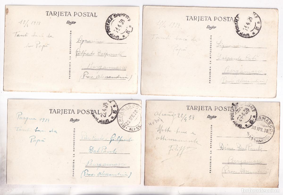 Sellos: 4 POSTALES DE UN SOLDADO ITALIANO EN LA GUERRA CIVIL. 1938. UNA ALCA&Ntilde;IZ, TERUEL