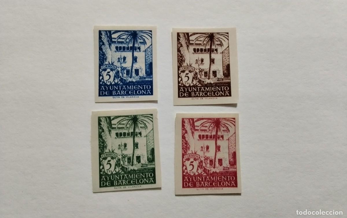 Sellos: ESPA&Ntilde;A- 1945 - BARCELONA - EDIFIL 65/68 S - SIN DENTAR - SERIE COMPLETA - MNH** - NUEVOS - VALOR 56&euro;