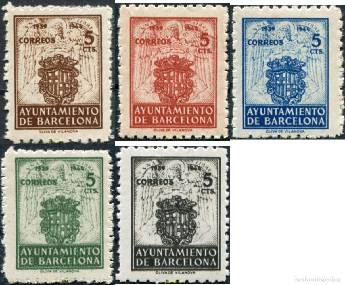 Sellos: 312855 HINGED ESPA&Ntilde;A. Barcelona 1944 ESCUDO DE LA CIUDAD DE BARCELONA