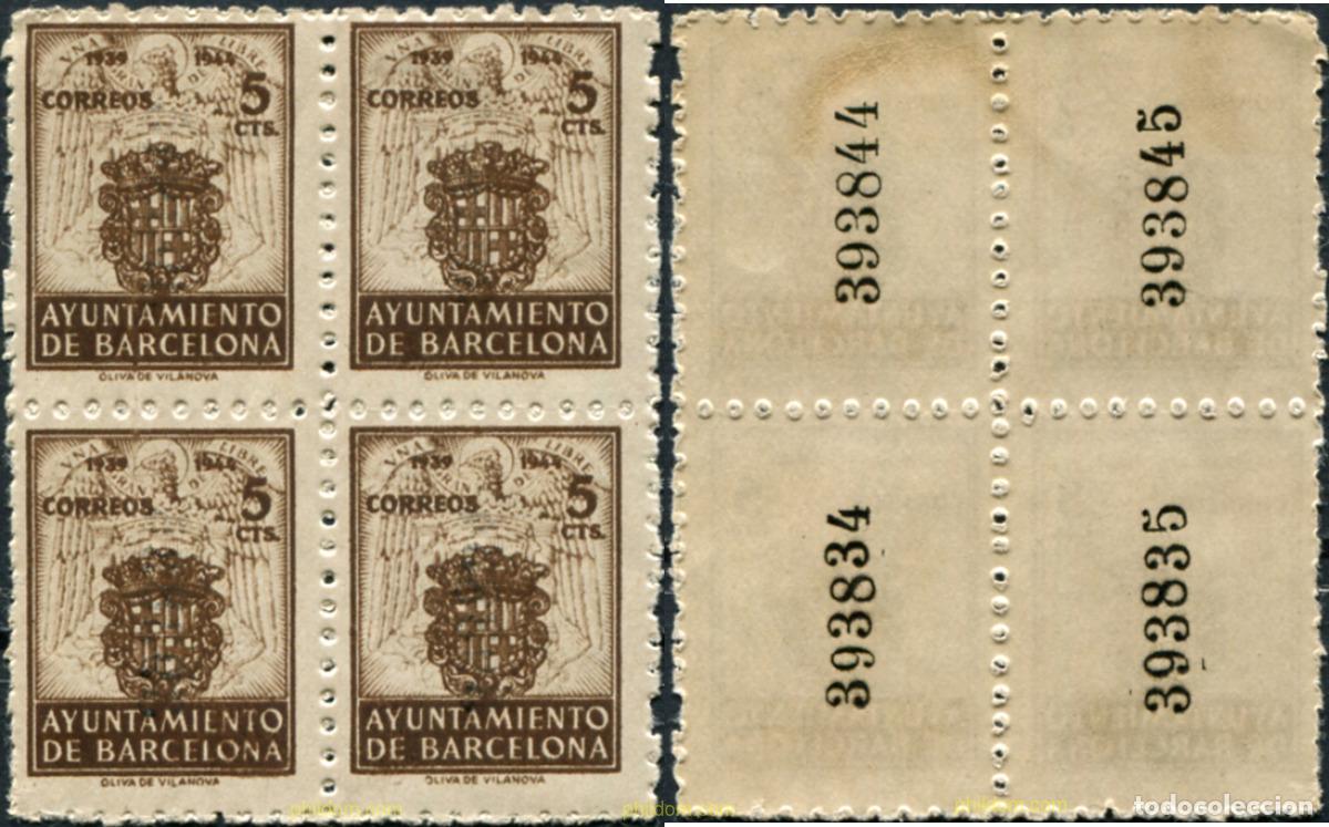 Sellos: 792600 MNH ESPA&Ntilde;A. Barcelona 1944 ESCUDO DE LA CIUDAD DE BARCELONA