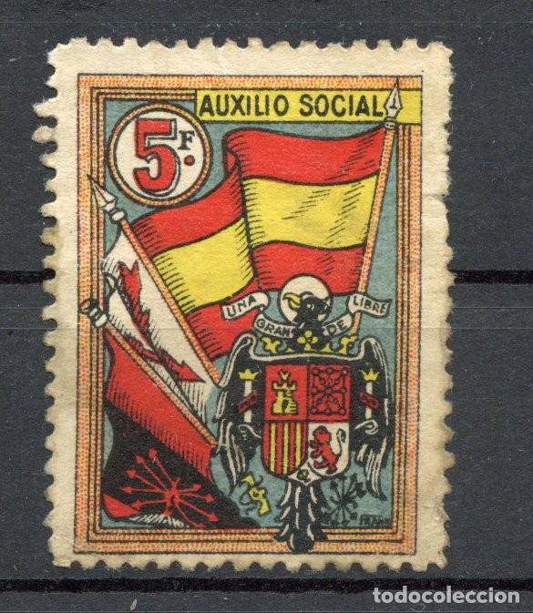 Sellos: AUXILIO SOCIAL. SELLO DE 5 FRANCOS EMITIDO EN FRANCIA. Cat&aacute;logo Allepuz-Edifil n&ordm; 2