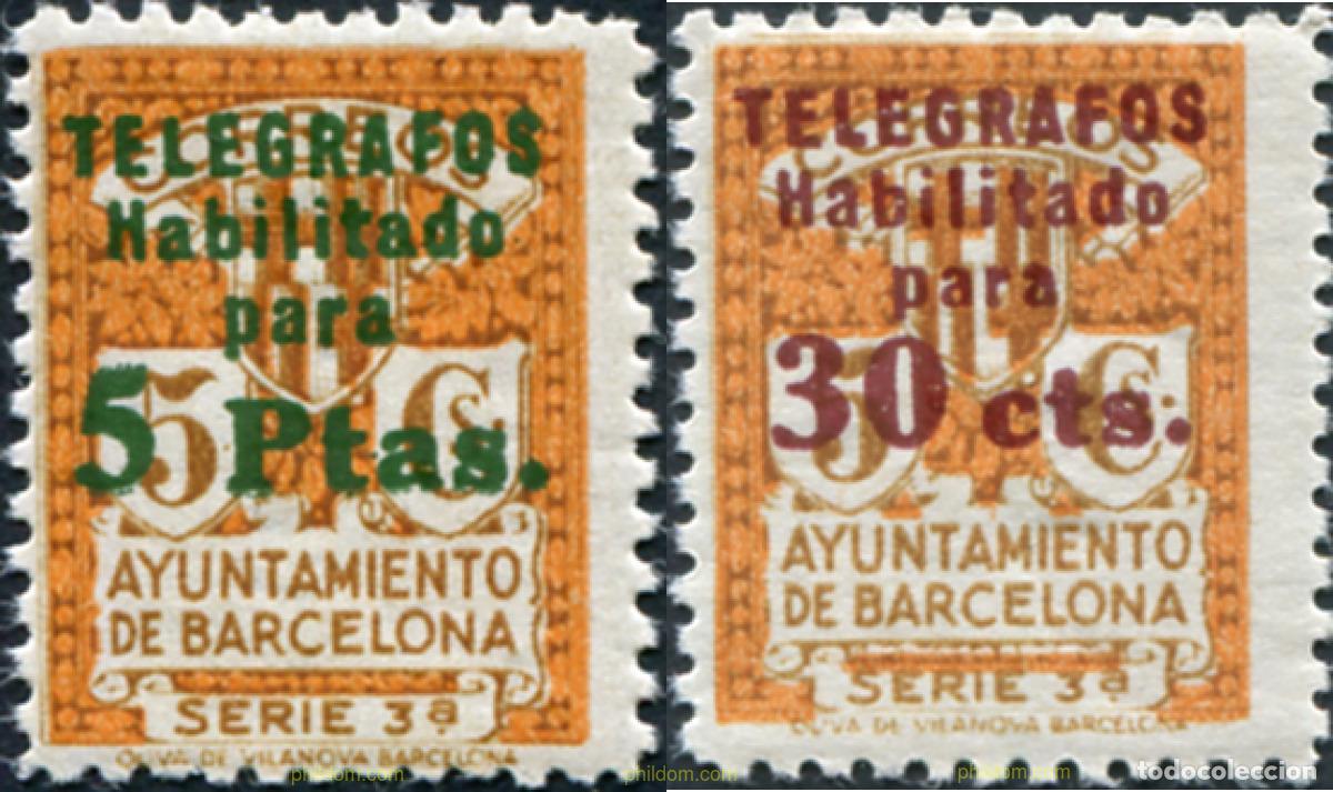 Sellos: 792604 HINGED ESPA&Ntilde;A. Barcelona 1934 TELEGRAFOS