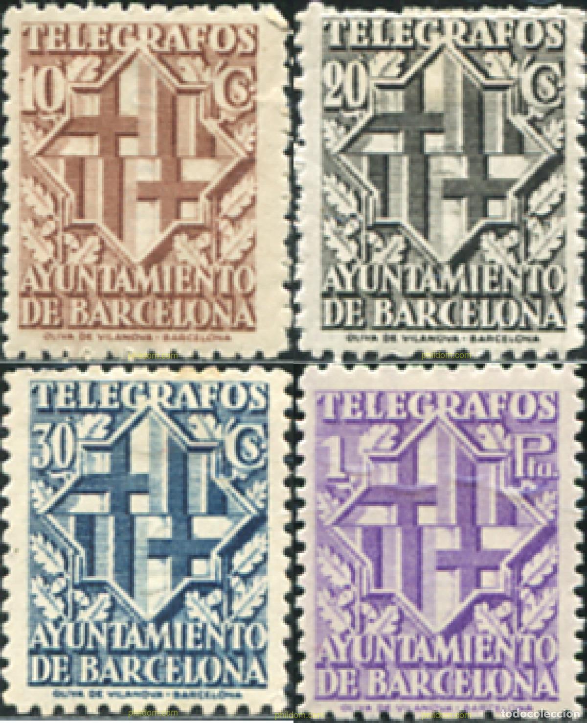 Sellos: 612653 HINGED ESPA&Ntilde;A. Barcelona 1941 ESCUDO DE LA CIUDAD DE BARCELONA