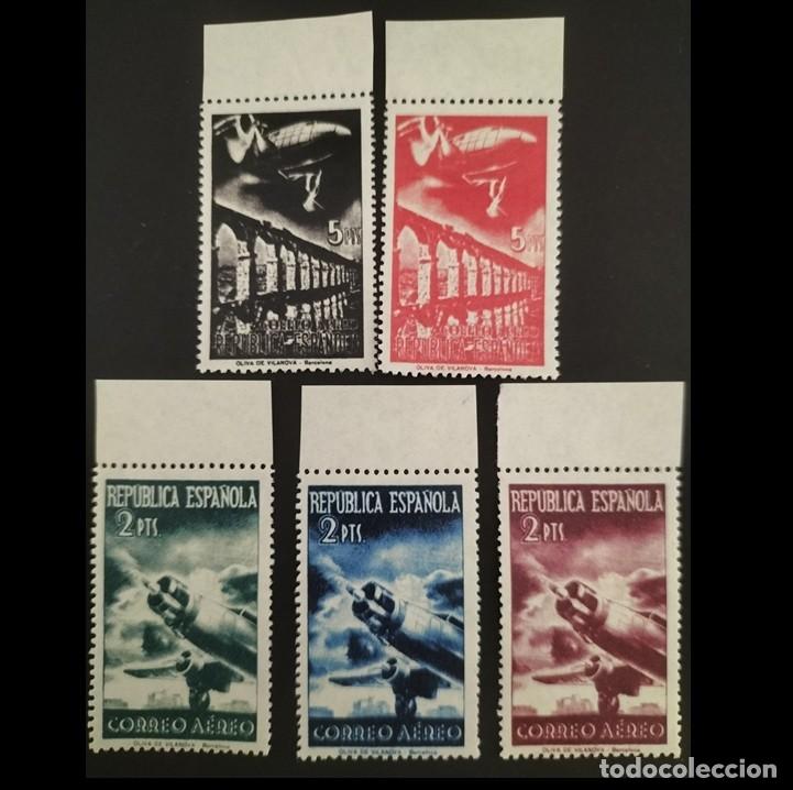 Sellos: Edifil NE39-45 dentada MNH Espa&ntilde;a 1939 sin fijasellos NE Aviones y Paisajes
