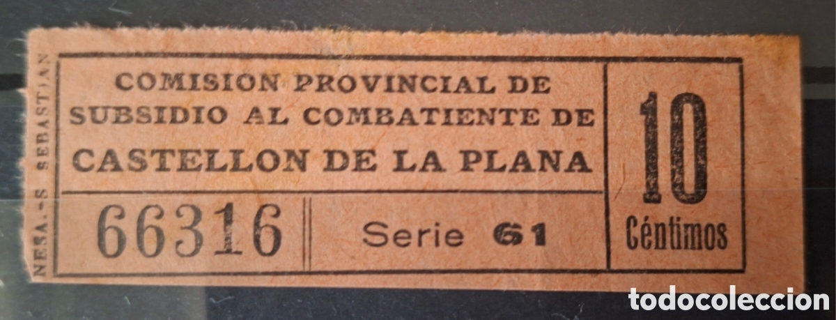 Sellos: Subsidio al combatiente Castellon de la Plana 10 cent - Foto 1