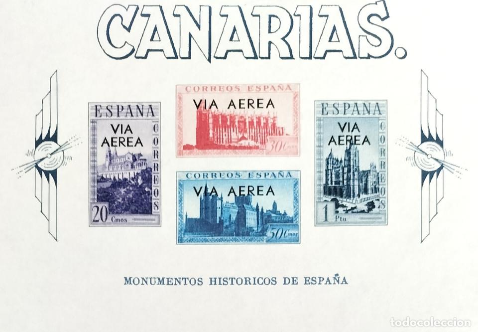 Sellos: Edifil 62 Hojita SIN DENTAR HB Canarias MNH Sobrecarga Negra Espa&ntilde;a 1938 Monumentos Hist&oacute;ricos