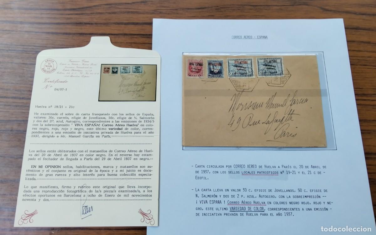 Sellos: HUELVA GUERRA CIVIL PIEZA DE COLECCIONISMO ALTISIMO VALOR POR SU RAREZA CON CERTIFICADO AUTENTICIDAD