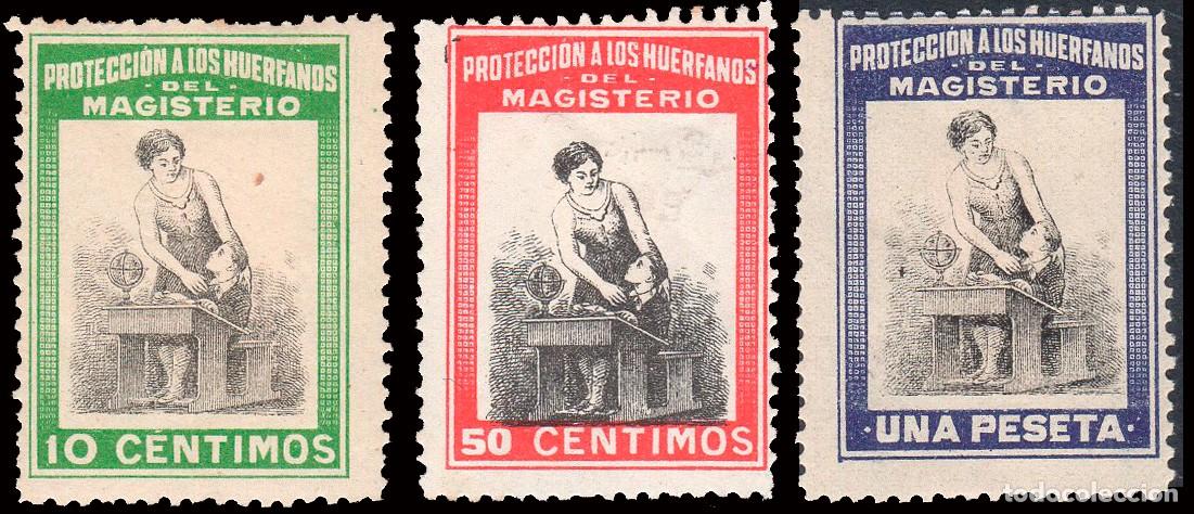 Sellos: Espa&ntilde;a - Guerra Civil - Vi&ntilde;etas Pol&iacute;ticas - S/Cat* - 3 valores &rdquo;Protecci&oacute;n Hu&eacute;rfanos del Magisterio&rdquo;