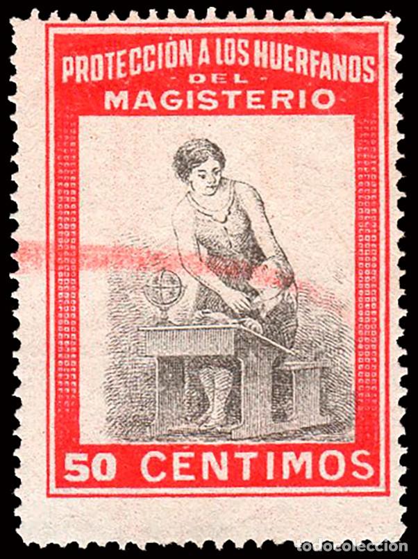 Sellos: Espa&ntilde;a - Guerra Civil - Vi&ntilde;etas Pol&iacute;ticas - S/Cat o - &rdquo; 50 cts. Protecci&oacute;n Hu&eacute;rfanos del Magisterio&rdquo;