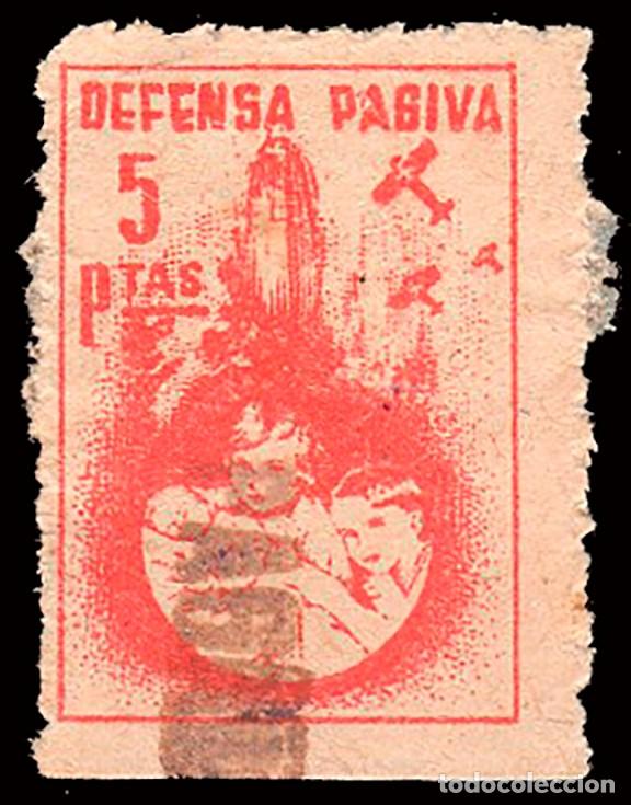Sellos: Espa&ntilde;a - Guerra Civil - Vi&ntilde;etas Pol&iacute;ticas - Afinet o 1881 - &rdquo;5 Ptas. Defensa Pasiva&rdquo;