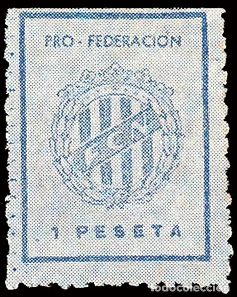 Sellos: Espa&ntilde;a - Guerra Civil - Vi&ntilde;etas Pol&iacute;ticas - S/Cat * - &rdquo;1 Pta. Pro Federaci&oacute;n FCN&rdquo;