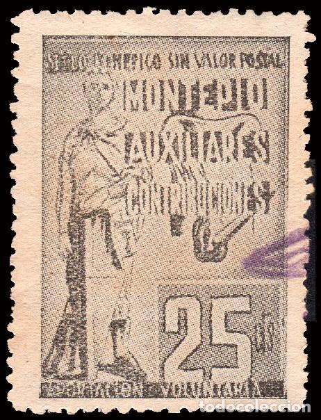 Sellos: Espa&ntilde;a - Guerra Civil - Vi&ntilde;etas Pol&iacute;ticas - S/Cat(*) - &rdquo;25 cts. Pro Montepio Auxiliares de...&rdquo;