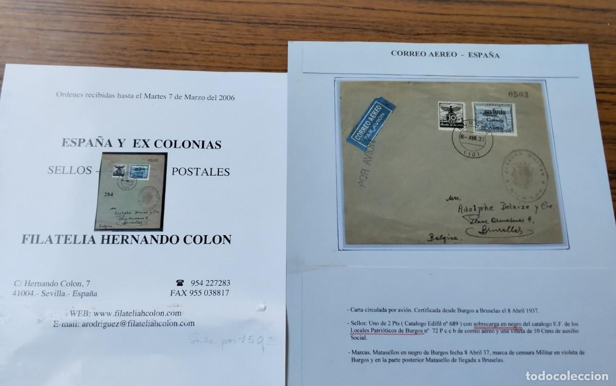 Sellos: BURGOS GUERRA CIVIL PIEZA DE COLECCIONISMO ALTISIMO VALOR POR SU RAREZA , VER DESCRIPCION