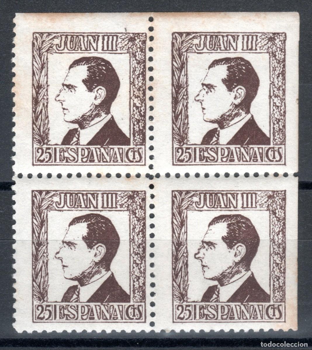 Sellos: DON JUAN DE BORB&Oacute;N Y BATTENBERG. JUAN III (BLOQUE DE 4). MNH **