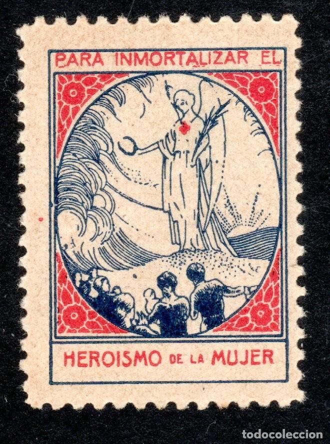 Sellos: CRUZ ROJA. PARA INMORTALIZAR EL HEROISMO DE LA MUJER. MUY RARO.