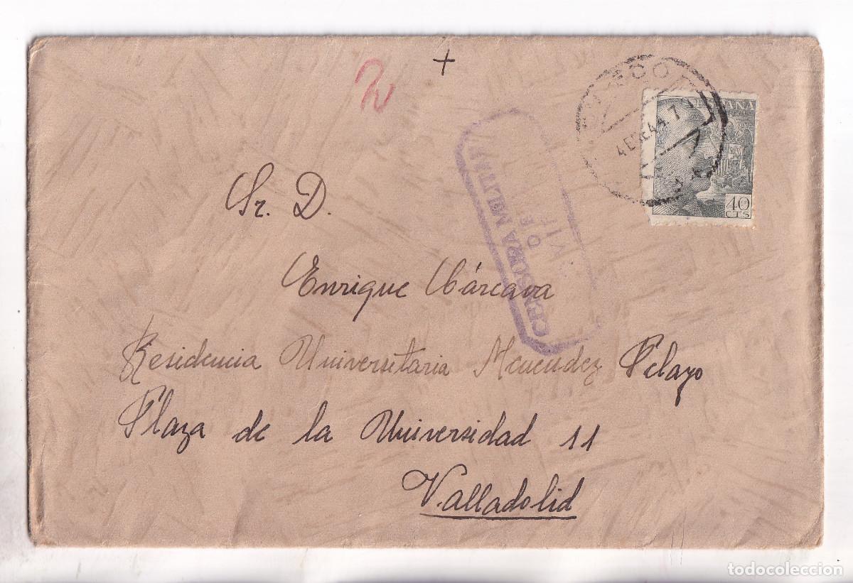 Sellos: SOBRE. OVIEDO. ASTURIAS. 1944. CENSURA MILITAR. A VALLADOLID