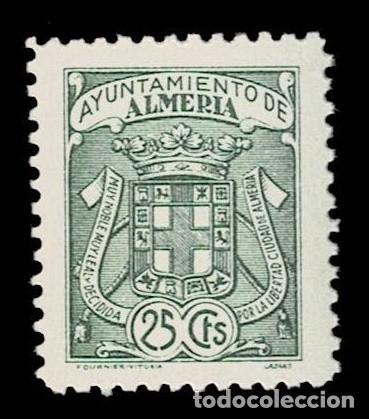 Sellos: 0539 Fiscal AYUNTAMIENTO DE ALMERIA Valor 25 cts Color VERDE Sin fijasellos VER