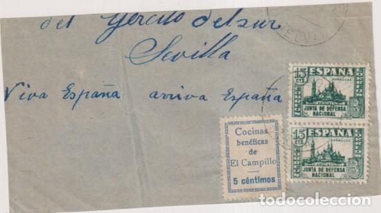 Briefmarken: Parte de Frontal de Carta. .Del ejercito del sur. Sevilla. Franqu. con pareja de Junta Defensa Nacio