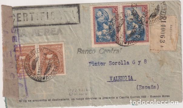 Sellos: Sobre con Membrete de Banco Espa&ntilde;ol del R&iacute;o de la Plata a Valencia. Franqueado el 13 Ago. 1938 en bu