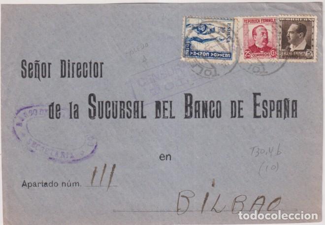 Sellos: Frontal de carta de Toledo a Bilbao. Franqueado con Edifil 662 y 685 y campa&ntilde;a contra el fr&iacute;o el 30